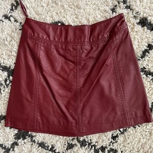 Free People Red Faux Leather Skirt